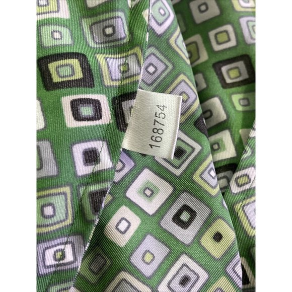 Ann Taylor Women’s 6 Button Up Shirt Satin Blouse Long Sleeve Green Geometric - Picture 4 of 7